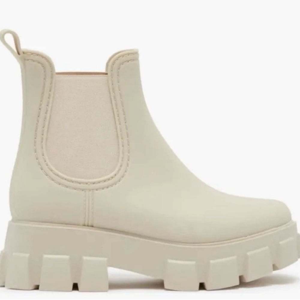 Rain-Storm Platform Chelsea Boot - cream